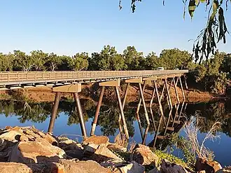 The former road bridge over the Fitzroy River in Fitzroy Crossing