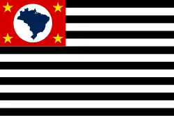 Project of Júlio Ribeiro, 1888. Eventually became the flag of the State of São Paulo with the addition of Acre on the map