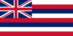 Flag of the Republic of Hawaiʻi , — a 1:2 canton and 8 stripes ,