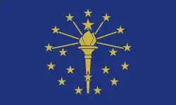 The Indiana state banner as designed by Paul Hadley with the state name omitted.[23][24]
