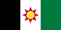 Flag of Iraq from 1959 to 1963 with the star of Ishtar in the middle.