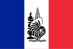French tricolour defaced with the emblem of New Caledonia