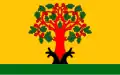 The flag of the town of Tsivilsk, with Chuvash "Tree of Life" in figurative style
