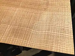 5/16" thick flame figure quartersawn ash guitar top, unmilled