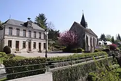 The town hall and church of Fleury
