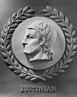 1950 relief of Justinian, one of a series of historical lawgivers' portraits in the United States Capitol