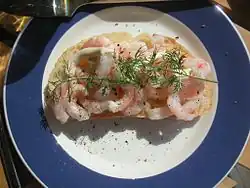 Shrimp on white bread