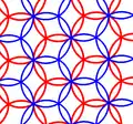 Two offset copies of the pattern (left) make a rhombic tiling pattern