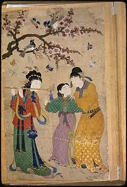Nobles beneath a Blossoming Branch, Shaykhi, Aq Qoyunlu Tabriz, c. 1470–90.[66]