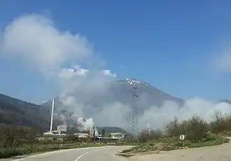 The mountain in the distance