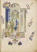 Folio 26r, Annunciation, "Très Riches Heures du Duc de Berry. Limbourg brothers, c. 1411–1416