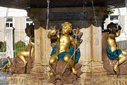 Neoclassical&nbsp;– Putto of the Grande Fontaine (Avenue Léopold-Robert), La Chaux-de-Fonds, Switzerland, by Maximilien Louis Bourgeois&nbsp;[fr], 1888