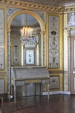 The Boudoir de la Reine by Pierre Rousseau with Riesener's Cylinder Secretary of Marie-Antoinette, Palace of Fontainebleau, 1786.