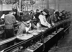 Image 26Ford assembly line, 1913. The magneto assembly line was the first. (from History of technology)