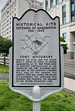 Historical marker commemorating Fort Woodbury