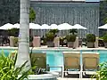 Pool bar with cascade
