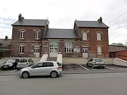 The town hall and school of Fourdrain