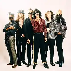 Foxy Shazam as of August 2025. L-R: Teddy Aitkins, Alex Nauth, Misster Universe, Eric Nally, Devin Williams, Sky White