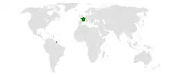 Map indicating locations of France and North Macedonia