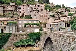 A view of Jaujac, from adjacent to the bridge