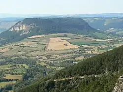 The Truc de Balduc seen from Mont Mimat, Brenoux is in the valley to the left