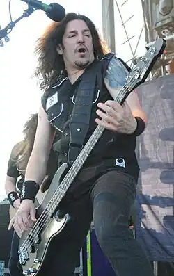 Bello performing with Anthrax in 2015