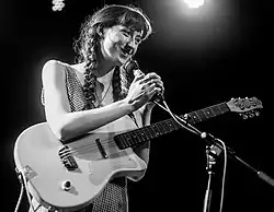 Performing as Frankie Cosmos in 2014 with Porches