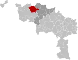 Location of Frasnes-lez-Anvaing in Hainaut
