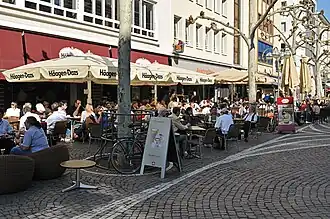 Sidewalk cafés at Fressgass