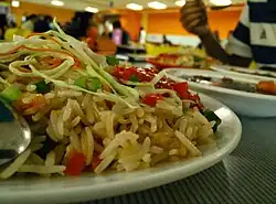 Szechwan fried rice is an Indo-Chinese dish[31]