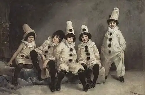 Children's Carnival (1888), depicting the five children of mathematician Alfred Pringsheim, including Katia Pringsheim (far left)