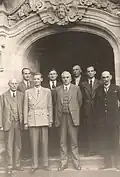 Chief Justice Inspector Friedrich Kellner (center), at the Laubach courthouse in 1948