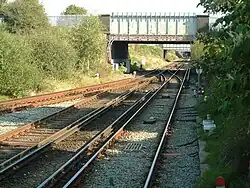 The view along the line towards Birkenhead Park