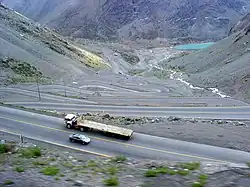 Road in the border area between Santiago and Mendoza