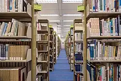 Open-shelf library on the 5th floor