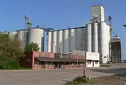 Downtown Funk, with grain elevators in background.