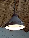 A repurposed funnel lampshade in Sardinia