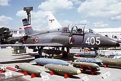 Yugoslav air force G-4 Super Galeb on display at the 1991 Paris air show
