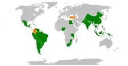 Location of G20 developing nations