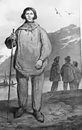 Traditional clothing of seamen worn over land-clothes. It is made of sewn leather and further insulated with fish-liver oil.
