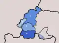 Map of the As Portelas region, the third region of Galicia irredenta.[9]