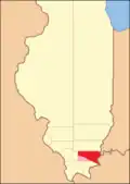 Gallatin between 1816 and 1818, including unorganized territory (formerly part of Johnson County) temporarily attached to it.[5]