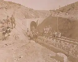 Work in progress for the Meana Sardo tunnel (about 1888)