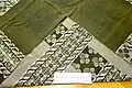 A vintage Galway shawl with corner flipped so both sides show.