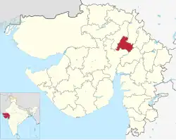 Location of district in Gujarat