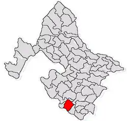 Location in Mehedinți County