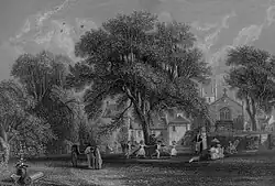 A view of Mauchline and the house of Gavin Hamilton in 1840.[8]
