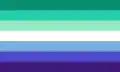 A blue and blueish green flag