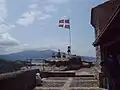 Gaztelugatxe, with Flag of Basque Country