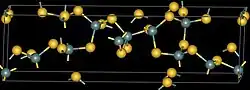 Ball and stick model of crystalline germanium sulfide.
